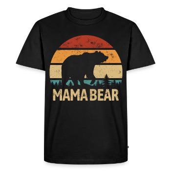 Maman Ours - Fête des Mères - Cadeau vintage - T-shirt Premium bio Homme - noir - Devant - Nico (187cm)