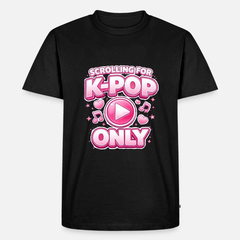 Scrolling For K Pop Only - Männer Premium Bio T-Shirt - Schwarz