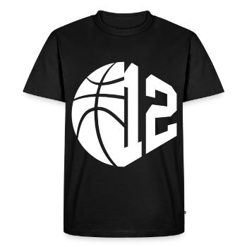 NON. 12 NUMÉRO 12 BASKETBALL 12E ANNIVERSAIRE - T-shirt Premium bio Homme - noir - Devant - Nico (187cm)