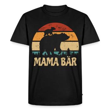 Maman Ours - Fête des Mères - Cadeau vintage - T-shirt Premium bio Homme - noir - Devant - Nico (187cm)