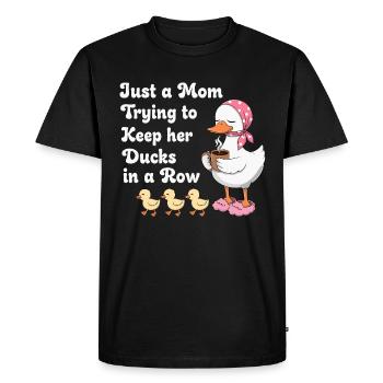 Maman essaie de garder ses canards en ligne - T-shirt Premium bio Homme - noir - Devant - Nico (187cm)