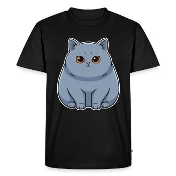 Chat British Shorthair Bleu Portrait Rond Mignon - T-shirt Premium bio Homme - noir - Devant - Nico (187cm)