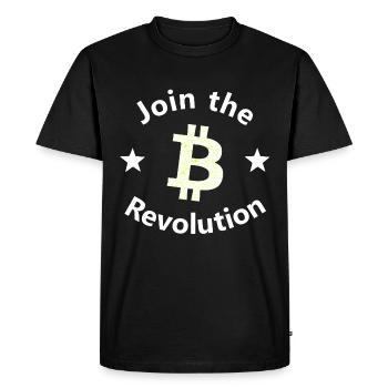 Bitcoin Revolt Circle - Men's Premium Organic T-Shirt - black - Front - Nico (187cm)