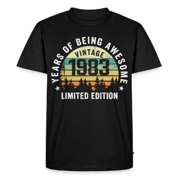 Legendary since 1983, Vintage Edition 1983 Retro - Men's Premium Organic T-Shirt - black - Front - Nico (187cm)