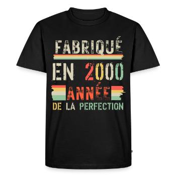 Fabriqué en 2000 – Année de perfection - T-shirt Premium bio Homme - noir - Devant - Nico (187cm)