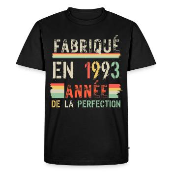 Fabriqué en 1993 Année de la Perfection - T-shirt Premium bio Homme - noir - Devant - Nico (187cm)