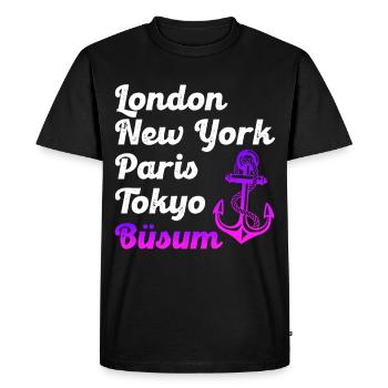 Büsumer LONDRES NEW YORK PARIS TOKYO BÜSUM - T-shirt Premium bio Homme - noir - Devant - Nico (187cm)
