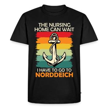 Grand-père, LA MAISON DE RETRAITE PEUT ATTENDRE, JE VAIS À NORDDEICH - T-shirt Premium bio Homme - noir - Devant - Nico (187cm)