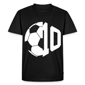 NON. 10 FOOTBALLEUR NUMÉRO 10 FOOTBALL 10E ANNIVERSAIRE - T-shirt Premium bio Homme - noir - Devant - Nico (187cm)