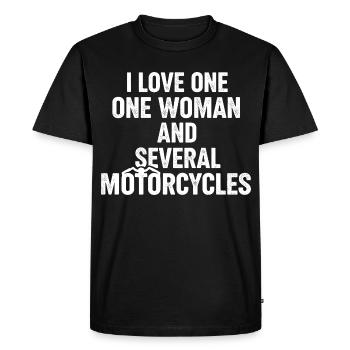 A Woman and Several Motorcycles: Biker Humor - Men's Premium Organic T-Shirt - black - Front - Nico (187cm)