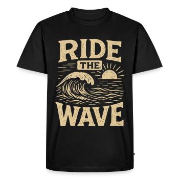 RIDE THE WAVE Vintage Surf Waves Statement - Men's Premium Organic T-Shirt - black - Front - Nico (187cm)