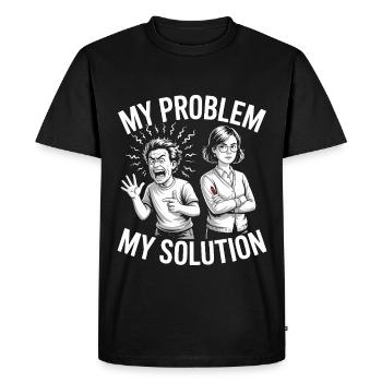 Prof de lycée Mon problème Ma maman Pictogramme - T-shirt Premium bio Homme - noir - Devant - Nico (187cm)