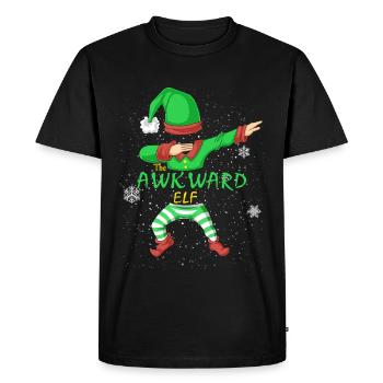 Awkward Elf Family Christmas Shirt - Men's Premium Organic T-Shirt - black - Front - Nico (187cm)