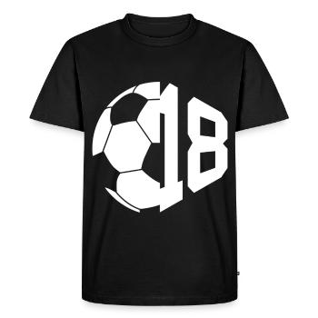 NON. 18 FOOTBALLEUR NUMÉRO 18 FOOTBALL 18E ANNIVERSAIRE - T-shirt Premium bio Homme - noir - Devant - Nico (187cm)