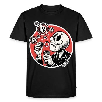 Skeleton Bubble Blower Illustration - Men's Premium Organic T-Shirt - black - Front - Nico (187cm)
