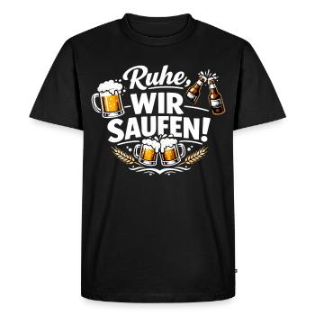 Funny beer saying: Quiet, we drink - Men's Premium Organic T-Shirt - black - Front - Nico (187cm)