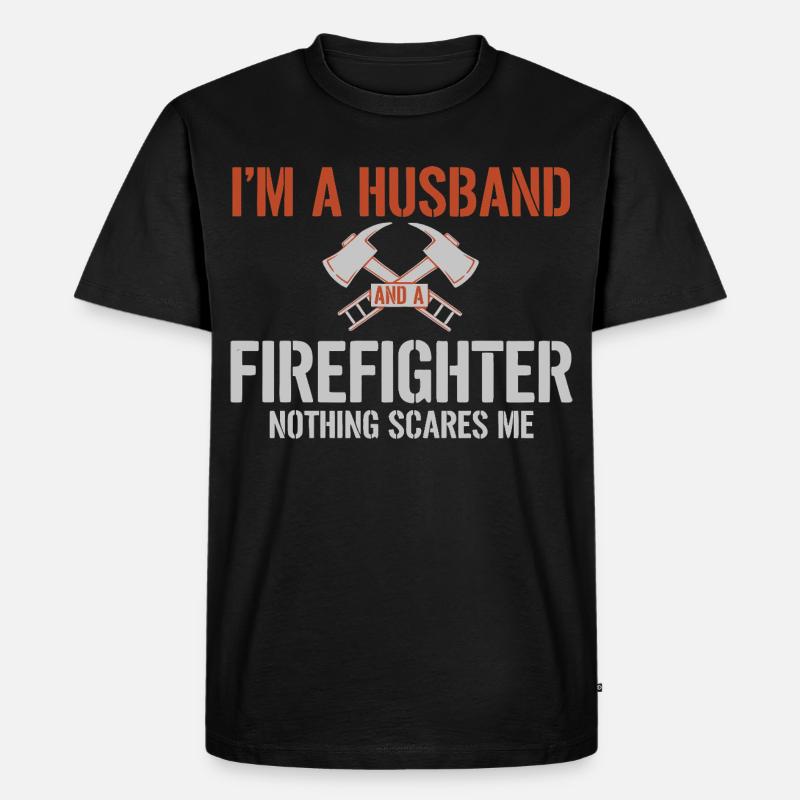 Ehemann Feuerwehrmann - Männer Premium Bio T-Shirt - Schwarz