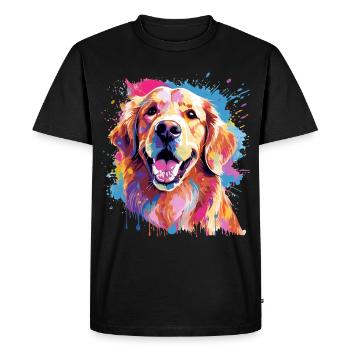 Golden Retriever Dog Splash Art Colorful - Men's Premium Organic T-Shirt - black - Front - Nico (187cm)