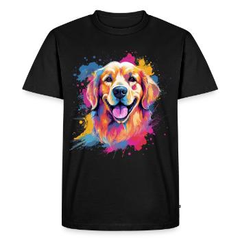 Splash Art Golden Retriever - Men's Premium Organic T-Shirt - black - Front - Nico (187cm)