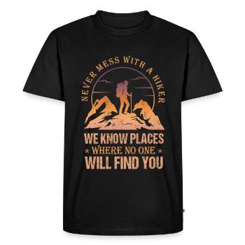 Des randonneurs drôles qui disent - T-shirt Premium bio Homme - noir - Devant - Nico (187cm)
