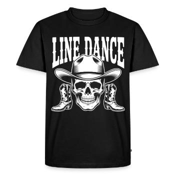 Line Dance Skull Cowboy Boots - Men's Premium Organic T-Shirt - black - Front - Nico (187cm)