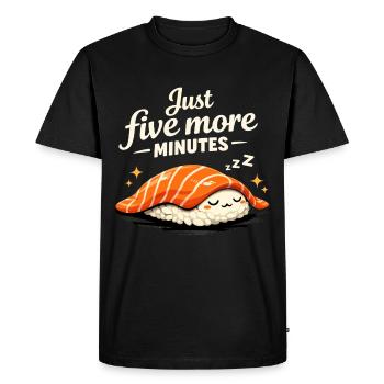 Sleeping Sushi – Encore 5 minutes de design rétro - T-shirt Premium bio Homme - noir - Devant - Nico (187cm)