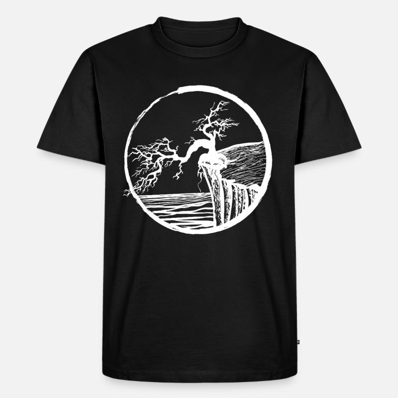 Landschaft mit Baum am Klippenrand - Männer Premium Bio T-Shirt - Schwarz