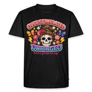 Overstimulated Unhinged Skull Flora - Men's Premium Organic T-Shirt - black - Front - Nico (187cm)
