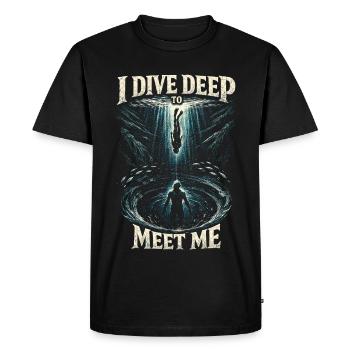 Apnée Je plonge profondément pour me rencontrer - T-shirt Premium bio Homme - noir - Devant - Nico (187cm)