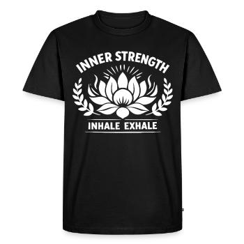 Inner Strength Inhale Exhale Lotus Kraft - Men's Premium Organic T-Shirt - black - Front - Nico (187cm)