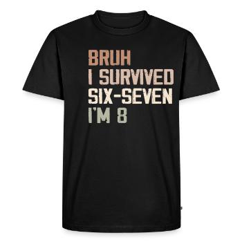 8th Birthday Design – Finally Eight Years Old - Men's Premium Organic T-Shirt - black - Front - Nico (187cm)