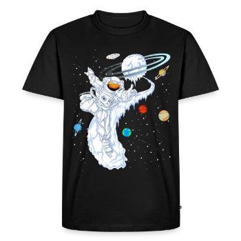 Astronaut Skiing Planet Shirt - Men's Premium Organic T-Shirt - black - Front - Nico (187cm)