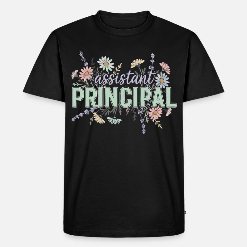 Konrektor Assistant Principal Blumen - Männer Premium Bio T-Shirt - Schwarz