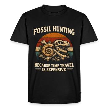 Fossil hunting instead of time travel | Paleontology - Men's Premium Organic T-Shirt - black - Front - Nico (187cm)