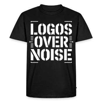 Designer de logos Logos Over Noise Designer de marque - T-shirt Premium bio Homme - noir - Devant - Nico (187cm)