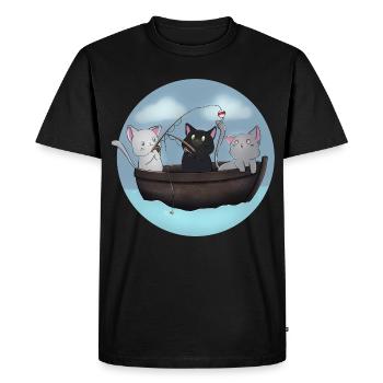Chemise de bateau de pêche Kawaii Cats - T-shirt Premium bio Homme - noir - Devant - Nico (187cm)