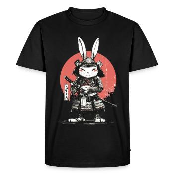 Samurai Rabbit in Armor with Katana - Men's Premium Organic T-Shirt - black - Front - Nico (187cm)