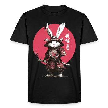 Bunny Samurai in Armor - Men's Premium Organic T-Shirt - black - Front - Nico (187cm)