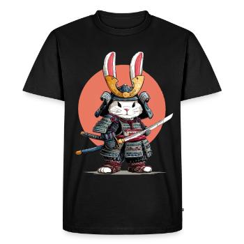 Guerrier Samouraï Lapin - T-shirt Premium bio Homme - noir - Devant - Nico (187cm)