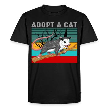 Vintage Opossum Shirt - Retro Adopt A Cat - Men's Premium Organic T-Shirt - black - Front - Nico (187cm)
