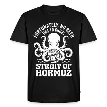 Heureusement, pas d’humour à la bière à la manière d’Hormuz - T-shirt Premium bio Homme - noir - Devant - Nico (187cm)
