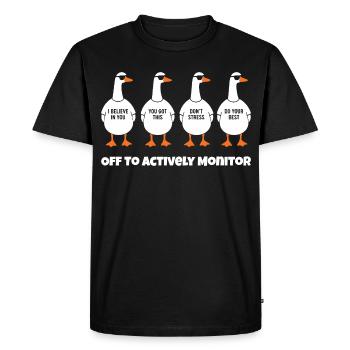 Four funny ducks in single file - Men's Premium Organic T-Shirt - black - Front - Nico (187cm)