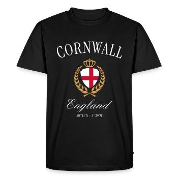 Couronne d’armoiries de Cornouailles, Angleterre, – Souvenir de voyage - T-shirt Premium bio Homme - noir - Devant - Nico (187cm)