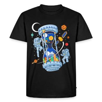Space Hourglass Astronauts Galaxy Time - T-shirt Premium bio Homme - noir - Devant - Nico (187cm)