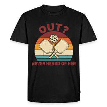 Joueuse drôle de pickleball sortie, jamais entendu parler d’elle - T-shirt Premium bio Homme - noir - Devant - Nico (187cm)