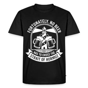 Heureusement, pas d’humour à la bière à la manière d’Hormuz - T-shirt Premium bio Homme - noir - Devant - Nico (187cm)