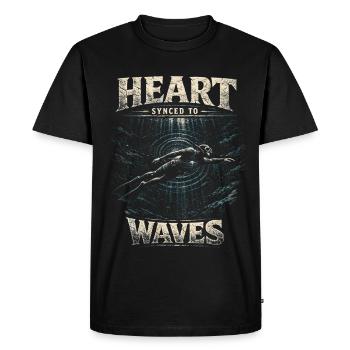 Apnée libre apnée Cœur synchronisé avec les vagues - T-shirt Premium bio Homme - noir - Devant - Nico (187cm)