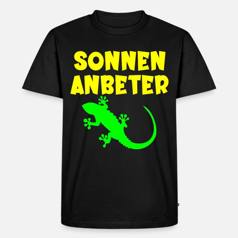 Sonnenanbeter Eidechse - Sommer Sonne - Männer Premium Bio T-Shirt - Schwarz