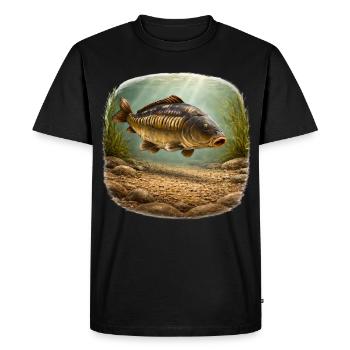 Mirror Carp Underwater Fishing Design - Men's Premium Organic T-Shirt - black - Front - Nico (187cm)
