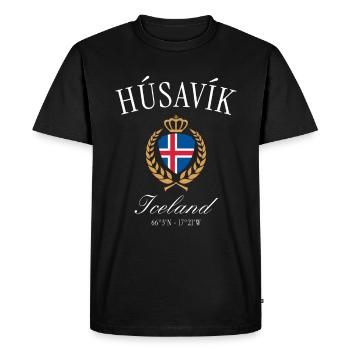 Couronne des armoiries de l’île de Húsavík – Souvenir de voyage - T-shirt Premium bio Homme - noir - Devant - Nico (187cm)